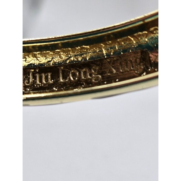 Jiu Long Xing Vintage Enamel Butterfly Black & White Cloissonet Clamper Bracelet - Picture 5 of 7